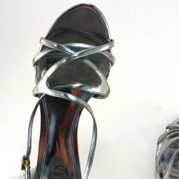 LAUREN Ralph Lauren Abriella Metallic Silver Strappy 4-inch Stiletto Size 10B. - Picture 11 of 13